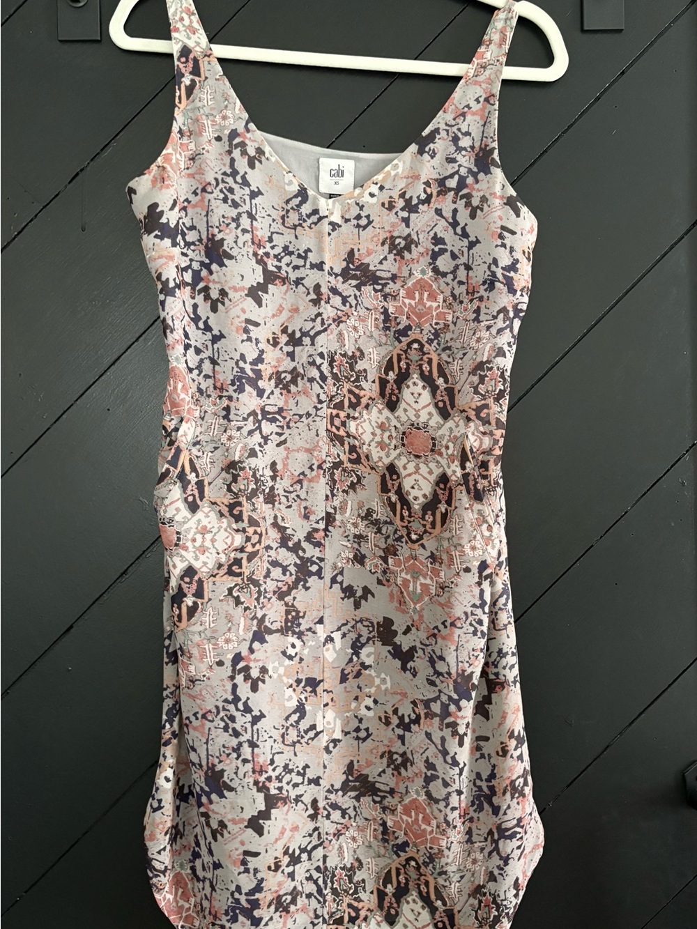 CabSleeveless Printed Slip Dress in Blush Multi